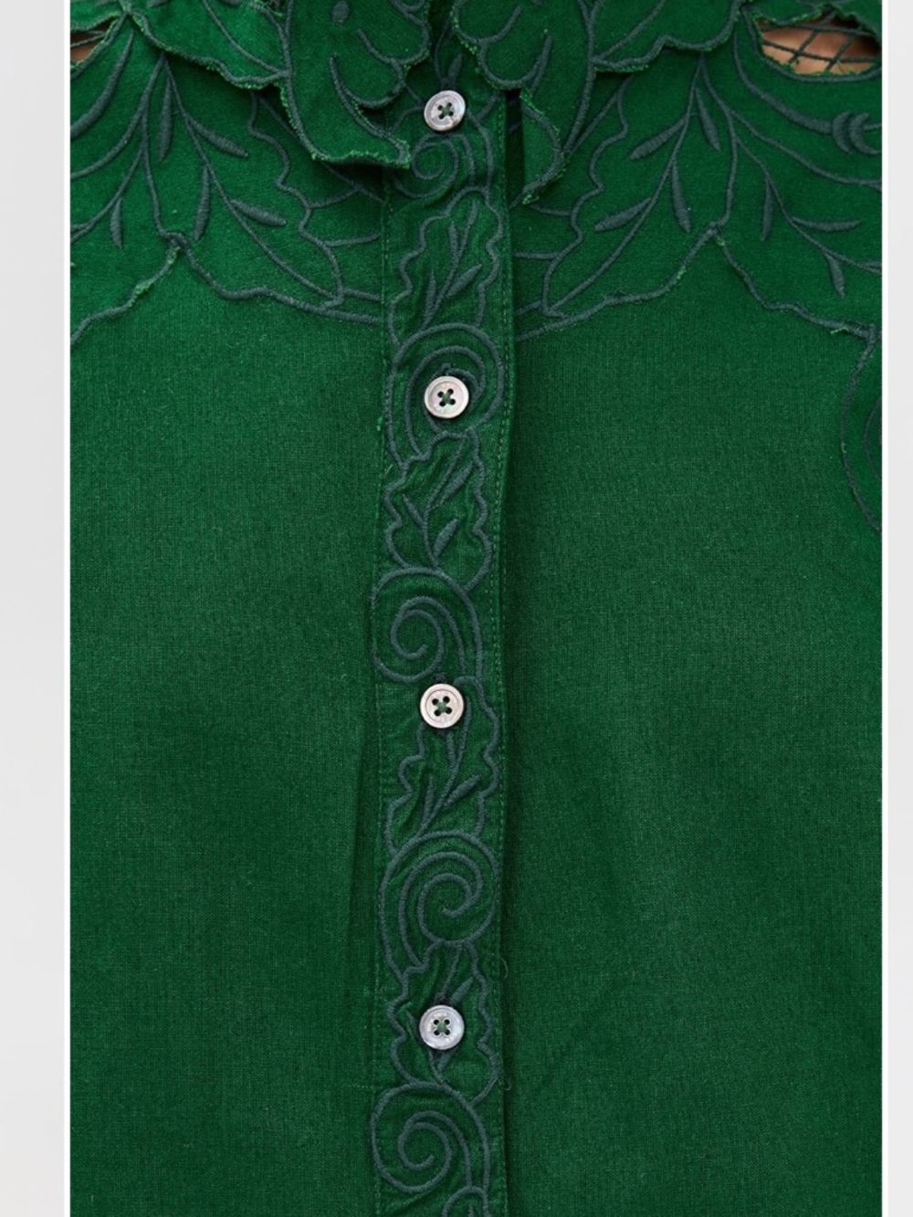 Sea New York Ceci Embroidery Shirt Dress in Green - Picture 3 of 7